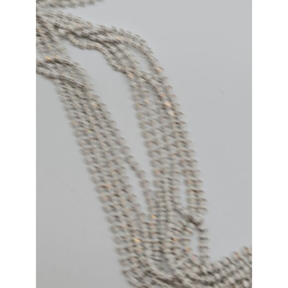 Vintage Petite White & Brass Metal Ball Knotted Tassel Multi Chain 26" Necklace - Picture 7 of 16
